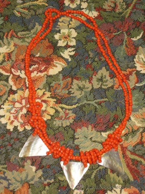 Joyeria: COLLAR DE OPALINA NARANJA Y NACAR. - Foto 2