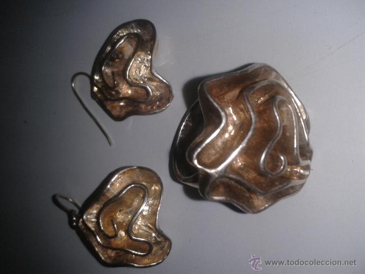 Joyeria: Gran anillo y pendientes a juego .plata de ley - Foto 1