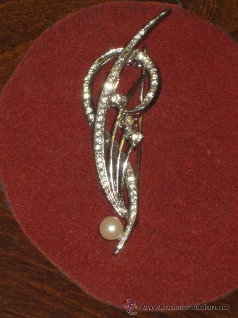 Joyeria: BROCHE DE MUJER CIRCONITAS Y PERLAS.VINTAGE. - Foto 1