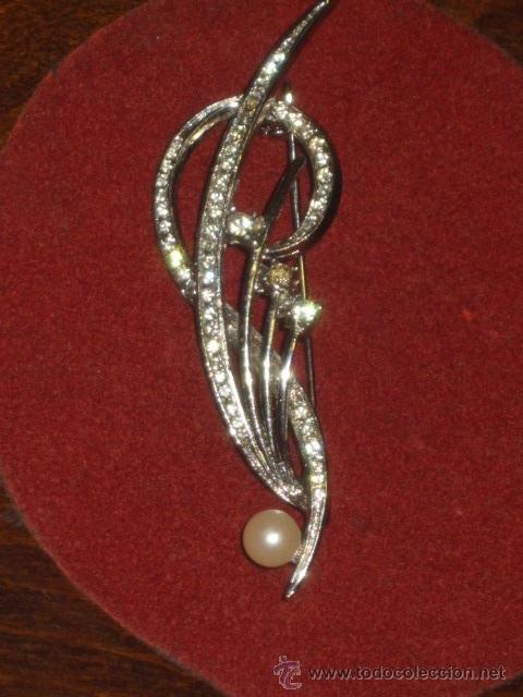 Joyeria: BROCHE DE MUJER CIRCONITAS Y PERLAS.VINTAGE. - Foto 2