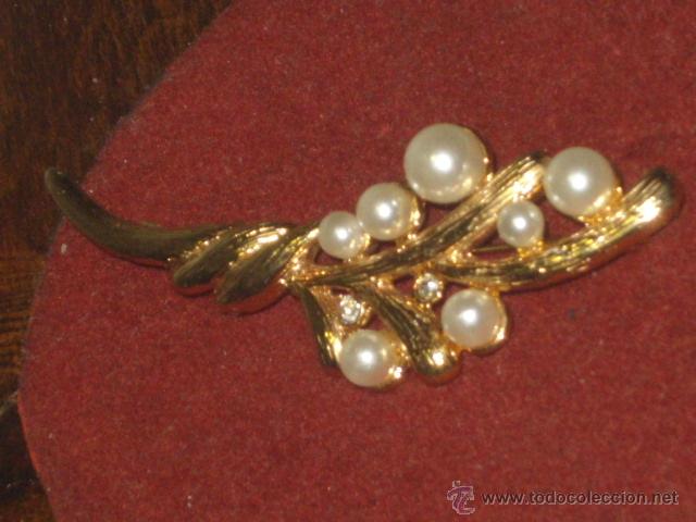 Joyeria: BROCHE DORADO CON PERLAS.VINTAGE. - Foto 1
