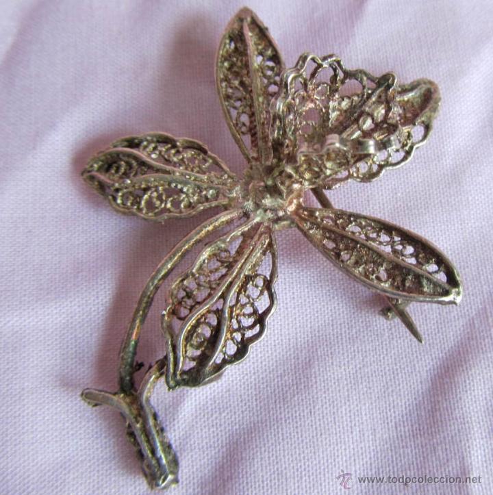 Joyeria: Bonito broche de filigrana de plata en forma de flor - Foto 1