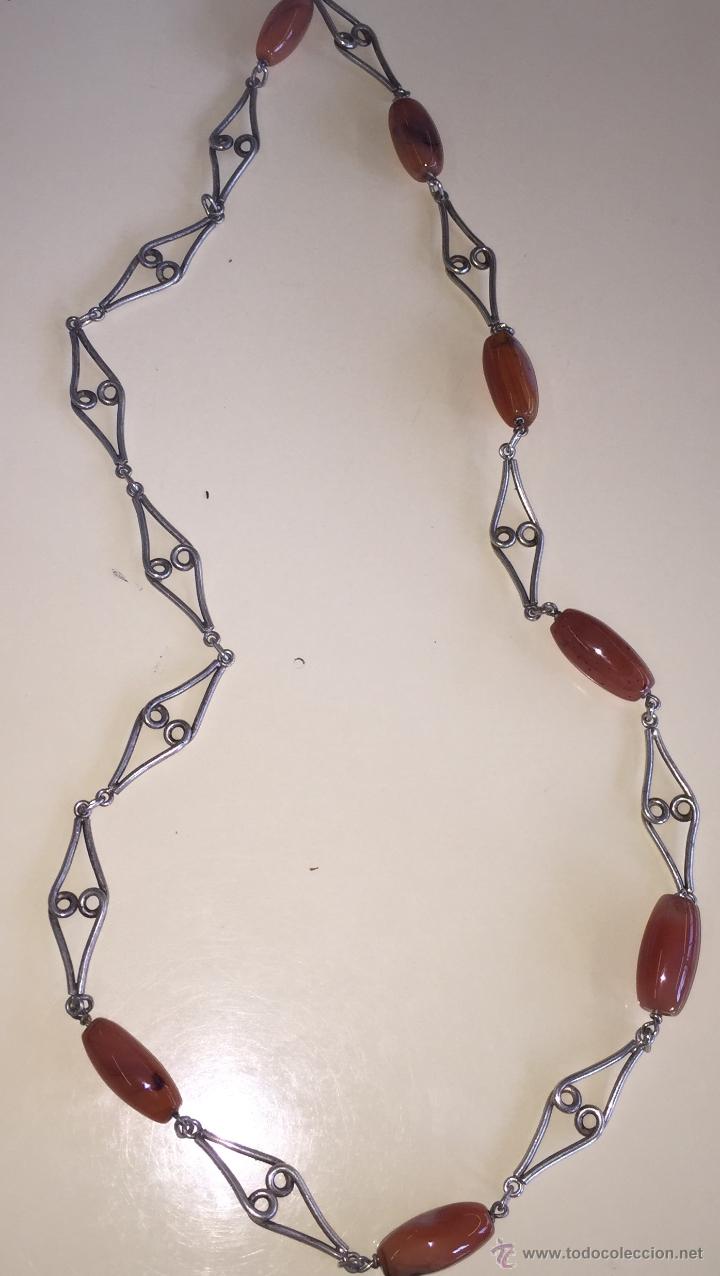 Joyeria: Impresionante collar de plata y piedras de dise&ntilde;o de los a&ntilde;os 70