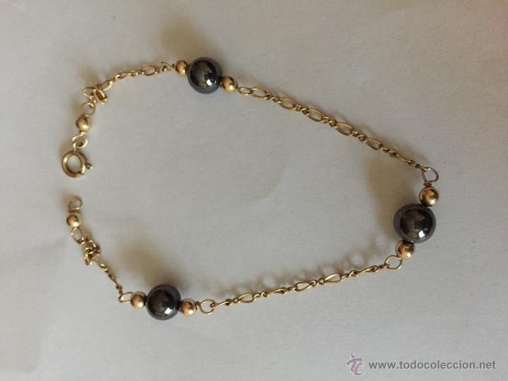 Joyeria: Fina pulsera chapada con piedra color pirita - Foto 1
