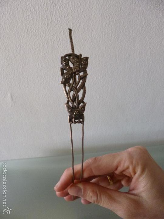 Joyeria: Pasador plata China siglo XIX. Rap&eacute; - Foto 1