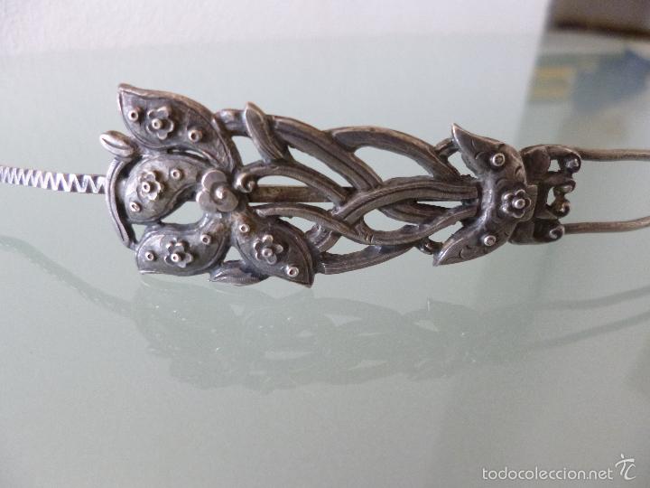 Joyeria: Pasador plata China siglo XIX. Rap&eacute; - Foto 2