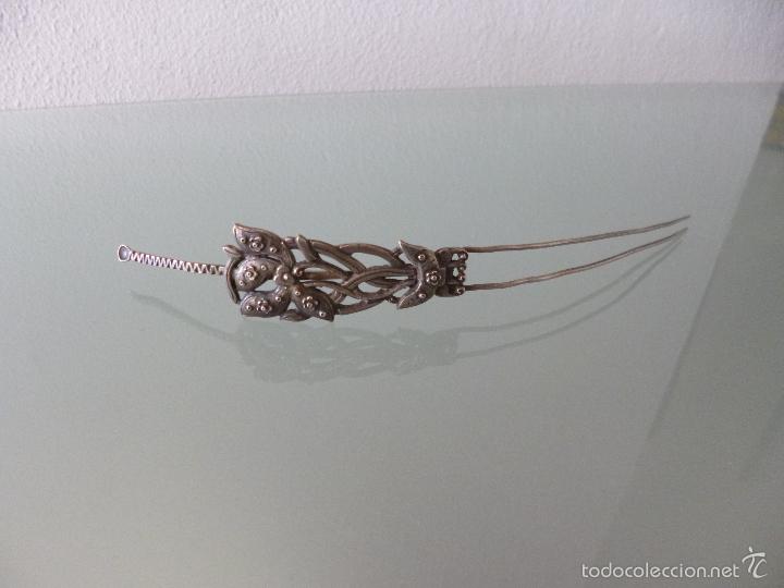 Joyeria: Pasador plata China siglo XIX. Rap&eacute; - Foto 3