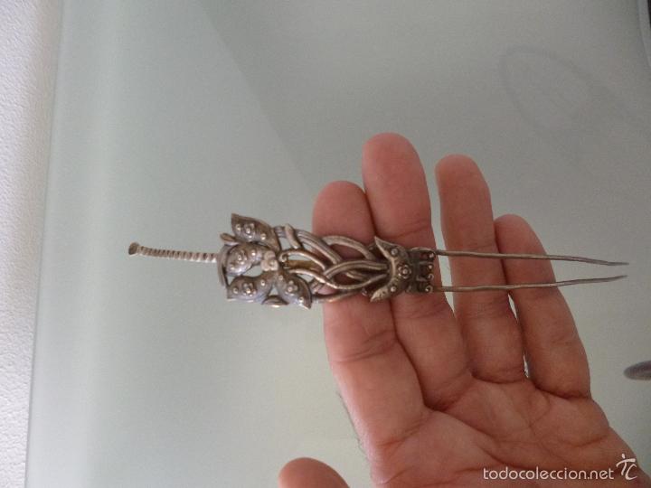Joyeria: Pasador plata China siglo XIX. Rap&eacute; - Foto 4