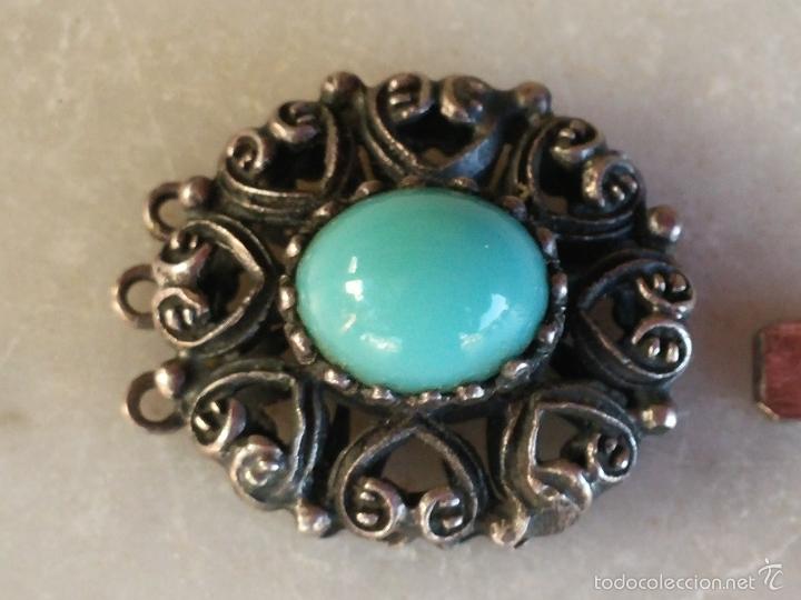 Joyeria: Antiguo broche para collar en plata y turquesa - Foto 6