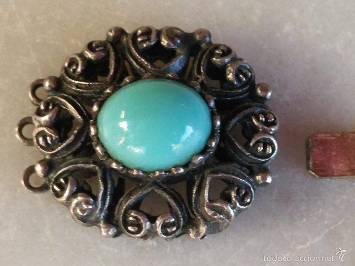 Joyeria: Antiguo broche para collar en plata y turquesa - Foto 7