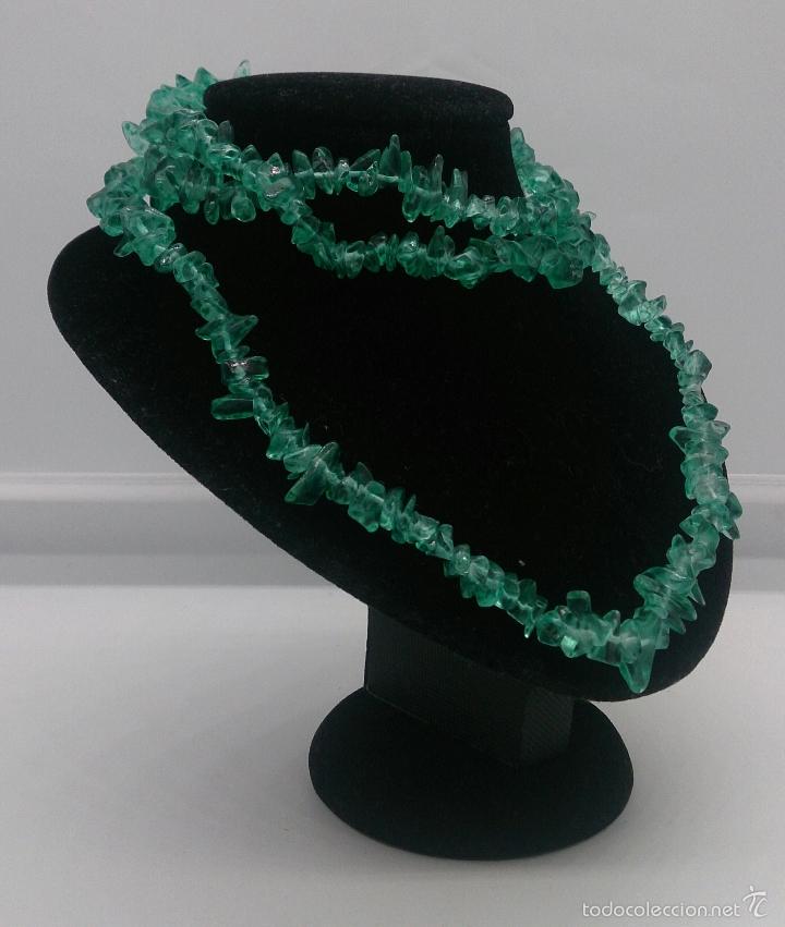 Joyeria: Collar vintage en mineral verde turquesa . - Foto 2