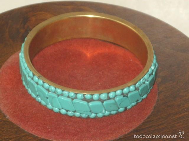 Joyeria: PULSERA DE TURQUESA Y METAL,A&Ntilde;OS 70. - Foto 1