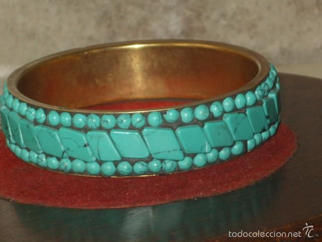 Joyeria: PULSERA DE TURQUESA Y METAL,A&Ntilde;OS 70. - Foto 2