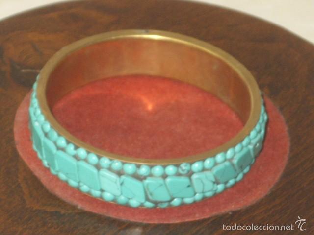 Joyeria: PULSERA DE TURQUESA Y METAL,A&Ntilde;OS 70. - Foto 4