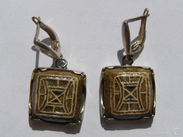 Jewelry: PENDIENTES EN PLATA DE LEY Y CERAMICA PINTADA A MANO.