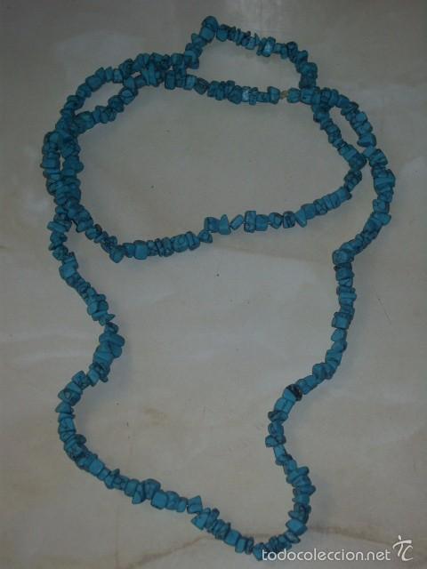 Joyeria: COLLAR LARGO DE TROCITOS DE TURQUESA.VINTAGE. - Foto 3