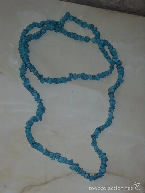 Joyeria: COLLAR LARGO DE TROCITOS DE TURQUESA.VINTAGE. - Foto 4
