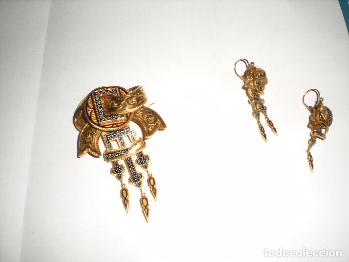 Joyeria: CONJUNTO BROCHE Y PENDIENTES ORO DEL PASADO SIGLO - Foto 28