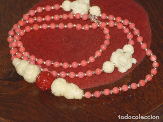 Joyeria: COLLAR DE CORAL ROSA Y PIEZAS DE CINABRIO. - Foto 1