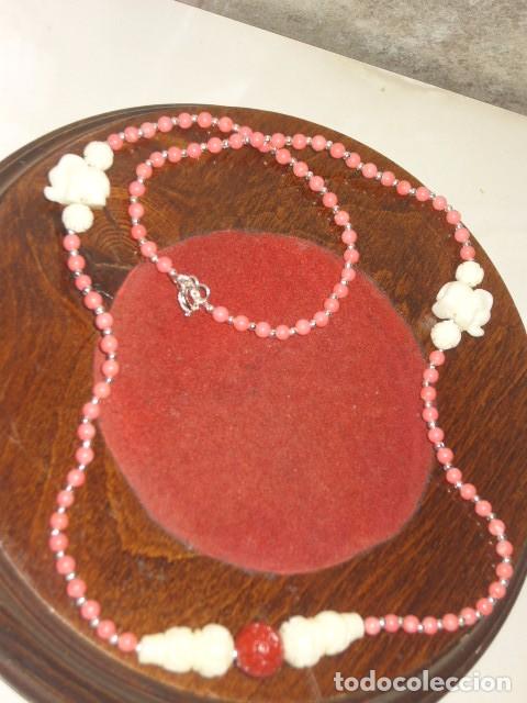 Joyeria: COLLAR DE CORAL ROSA Y PIEZAS DE CINABRIO. - Foto 2