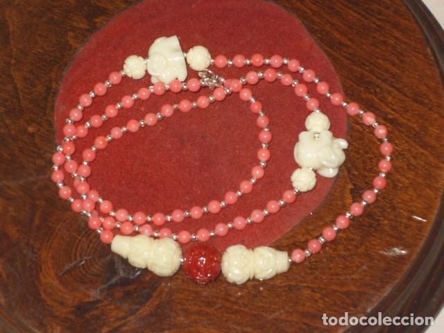 Joyeria: COLLAR DE CORAL ROSA Y PIEZAS DE CINABRIO. - Foto 6