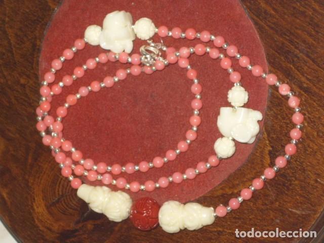 Joyeria: COLLAR DE CORAL ROSA Y PIEZAS DE CINABRIO. - Foto 8