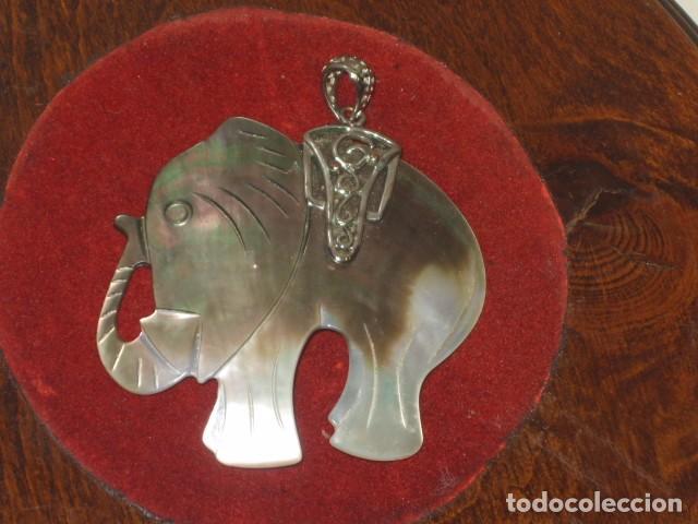 Joyeria: COLGANTE ELEFANTE DE NACAR TALLADO. - Foto 2