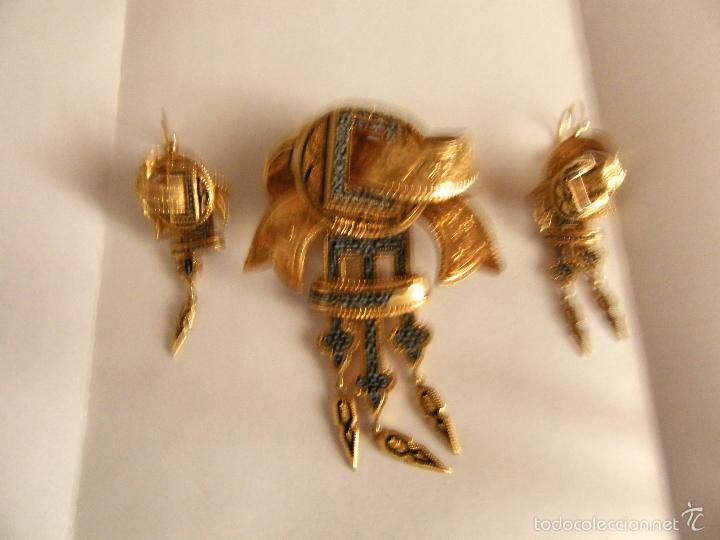 Joyeria: CONJUNTO BROCHE Y PENDIENTES ORO DEL PASADO SIGLO - Foto 32
