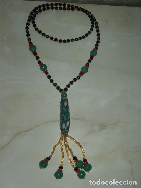 Joyeria: COLLAR DE OBSIDIANA LARGO CON PIEZA DE CRISTAL DE MURANO. - Foto 1