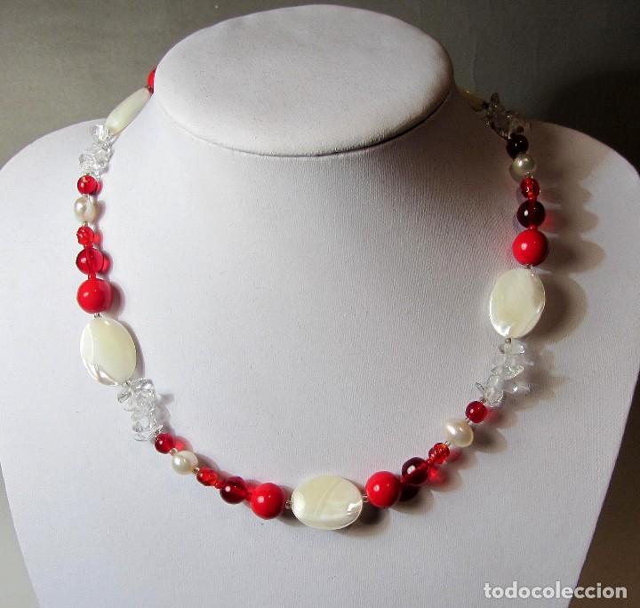 Joyeria: collar de n&aacute;car, cristal de roca, perlas de r&iacute;o y cristal - Foto 1