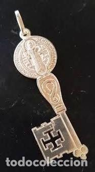 Joyeria: Colgante llave de san Benito en plata de ley maciza - 4cms - Foto 1