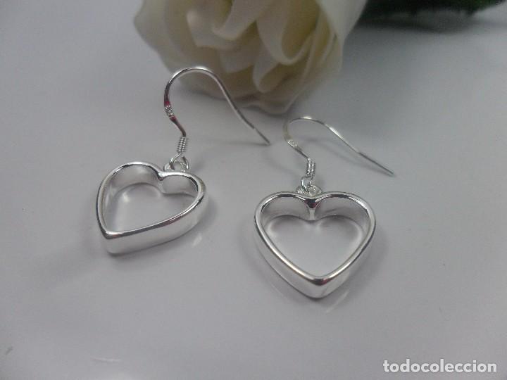 Joyeria: Pendientes largos en plata 925, forma de coraz&oacute;n - Foto 4