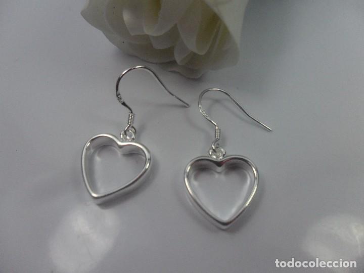 Joyeria: Pendientes largos en plata 925, forma de coraz&oacute;n - Foto 5