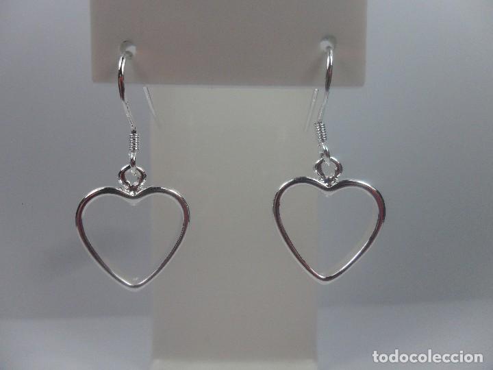 Joyeria: Pendientes largos en plata 925, forma de coraz&oacute;n - Foto 6