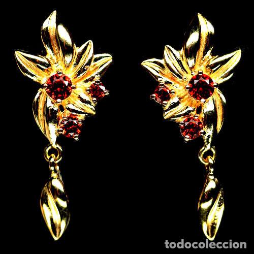 Joyeria: PENDIENTES DE PLATA CHAPADOS EN ORO CON GRANATES - Foto 1