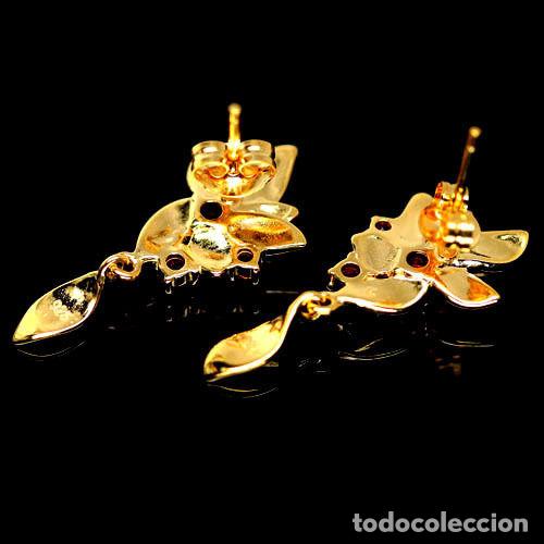 Joyeria: PENDIENTES DE PLATA CHAPADOS EN ORO CON GRANATES - Foto 3