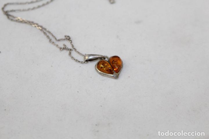 Joyeria: colgante y cadena en plata de ley con ambar - Foto 1