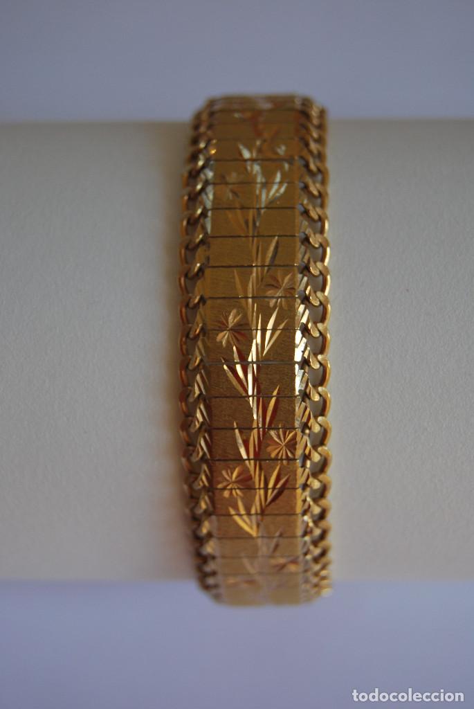 Joyeria: Pulsera de oro de 18 Kt con dise&ntilde;o floral - Foto 3