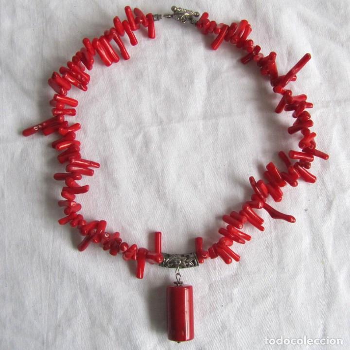Joyeria: Collar de coral rojo Broche ba&ntilde;ado en plata - Foto 1