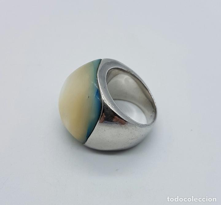Joyeria: Gran anillo en plata de ley contrastada con cabuj&oacute;n de nacar . - Foto 5