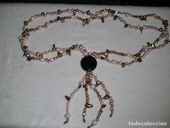 Joyeria: BONITO COLLAR DE PERLAS CON PIEDRA EN EL CENTRO - Foto 1