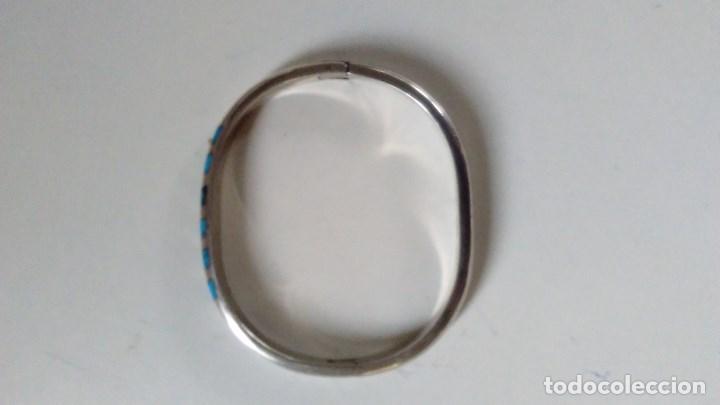 Joyeria: Pulsera de plata ovalada  rigida con incrustaciones en piedra azul - Foto 7