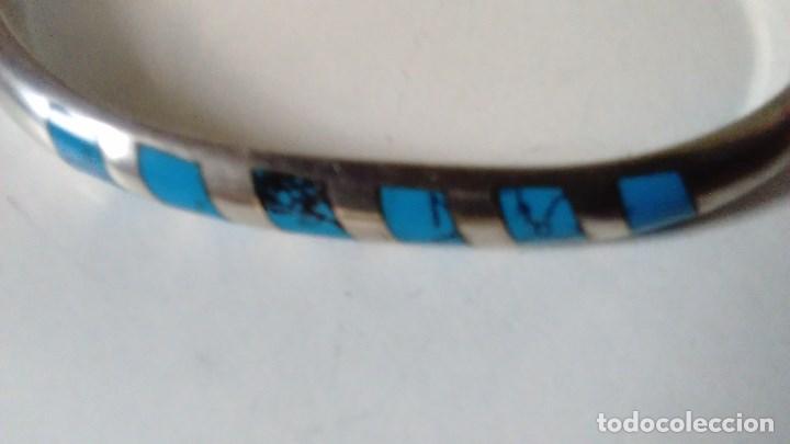 Joyeria: Pulsera de plata ovalada  rigida con incrustaciones en piedra azul - Foto 9