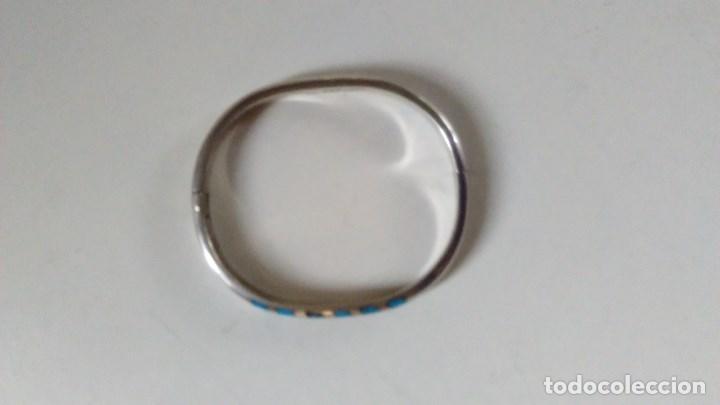 Joyeria: Pulsera de plata ovalada  rigida con incrustaciones en piedra azul - Foto 10