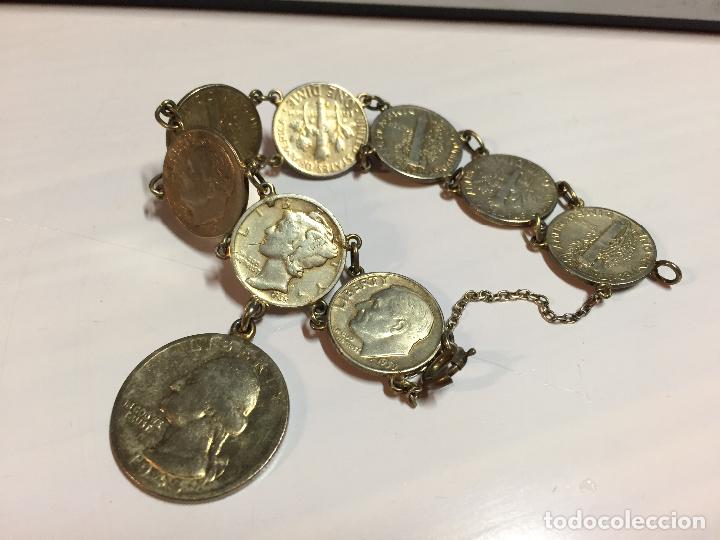 Joyeria: ANTIGUA PULSERA MONEDAS DE PLATA - Foto 2