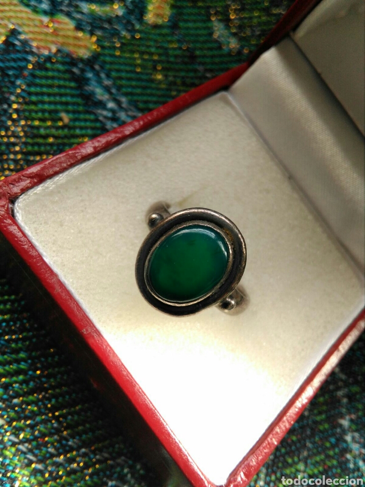 Joyeria: Anillo de plata y agata Jade verde nefhrite - Foto 1