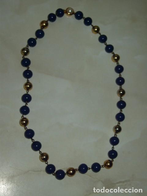Joyeria: COLLAR DE OPALINA AZUL MARINO,CRISTAL.VINTAGE. - Foto 2