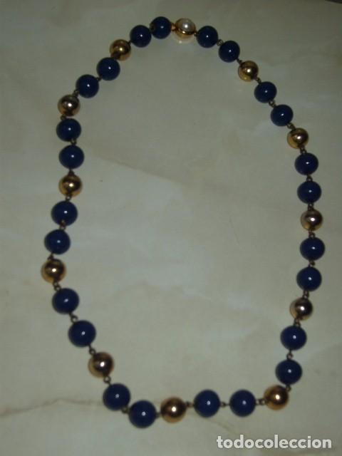 Joyeria: COLLAR DE OPALINA AZUL MARINO,CRISTAL.VINTAGE. - Foto 3