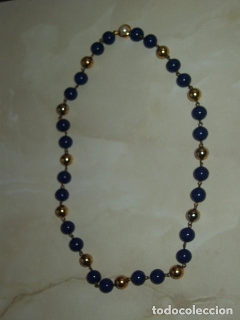 Joyeria: COLLAR DE OPALINA AZUL MARINO,CRISTAL.VINTAGE. - Foto 4