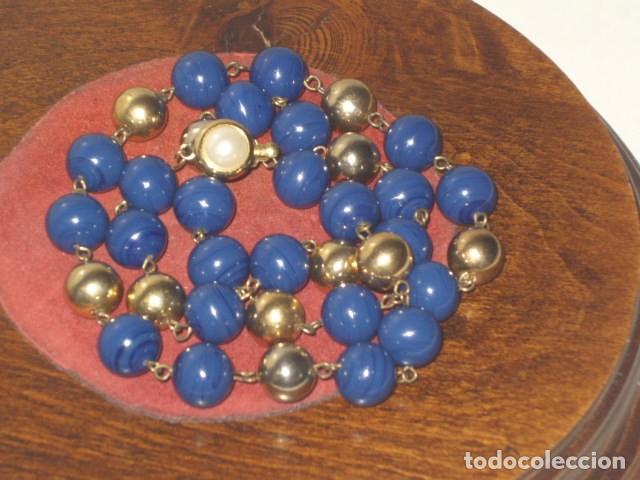 Joyeria: COLLAR DE OPALINA AZUL MARINO,CRISTAL.VINTAGE. - Foto 6